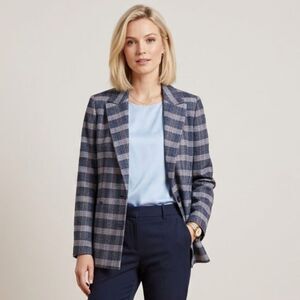 Banana Republic Blue White Plaid Academia Career Casual Blazer Jacket SZ 10